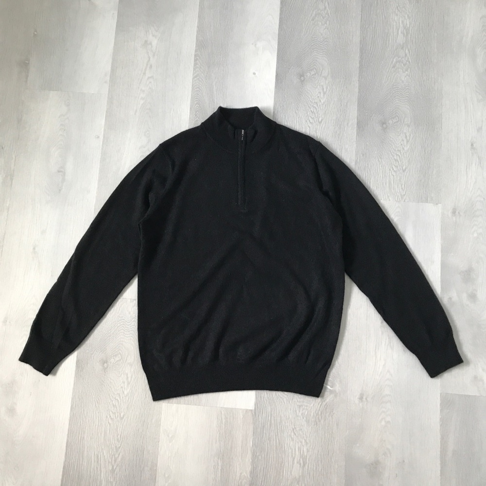 STATE CASHMERE BLACK QUARTER ZIP LONG SLEEVE MENS LARGE